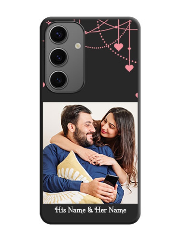 Custom Pink Love Hangings with Text on Space Black Custom Soft Matte Back Cover - Galaxy S24 5G
