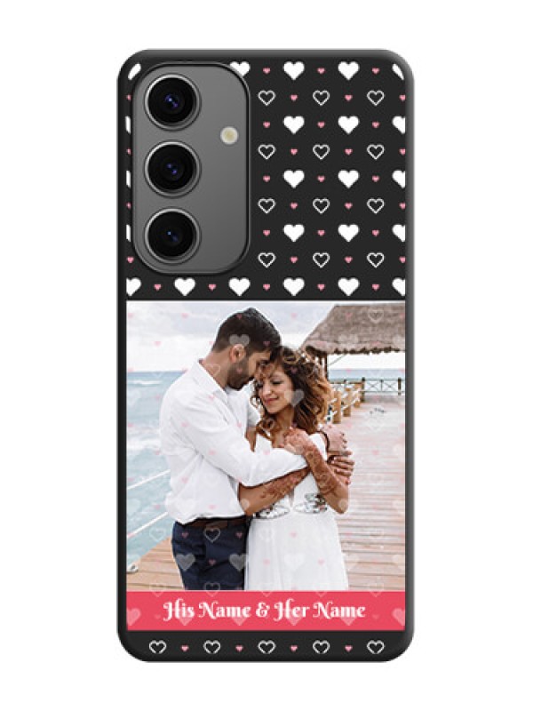 Custom White Color Love Symbols with Text Design - Photo on Space Black Soft Matte Phone Cover - Galaxy S24 5G