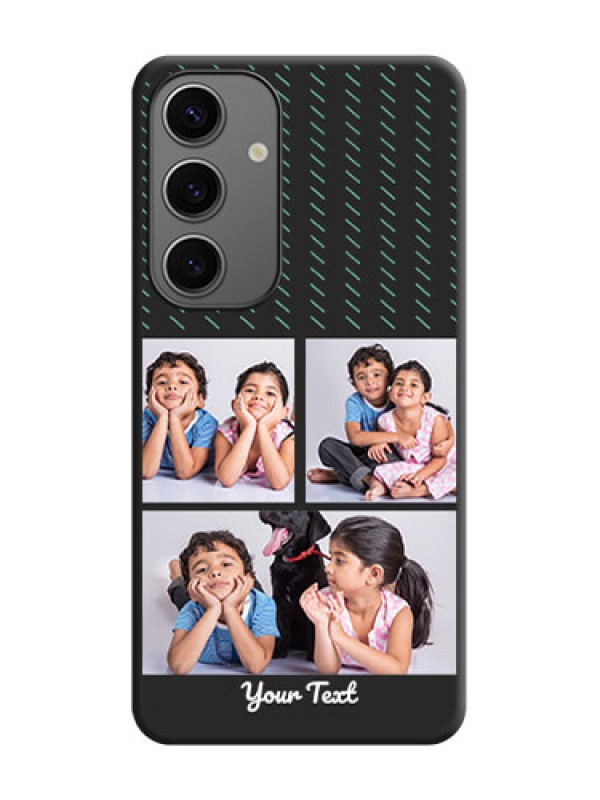Custom Cross Dotted Pattern with 2 Image Holder on Personalised Space Black Soft Matte Cases - Galaxy S24 5G