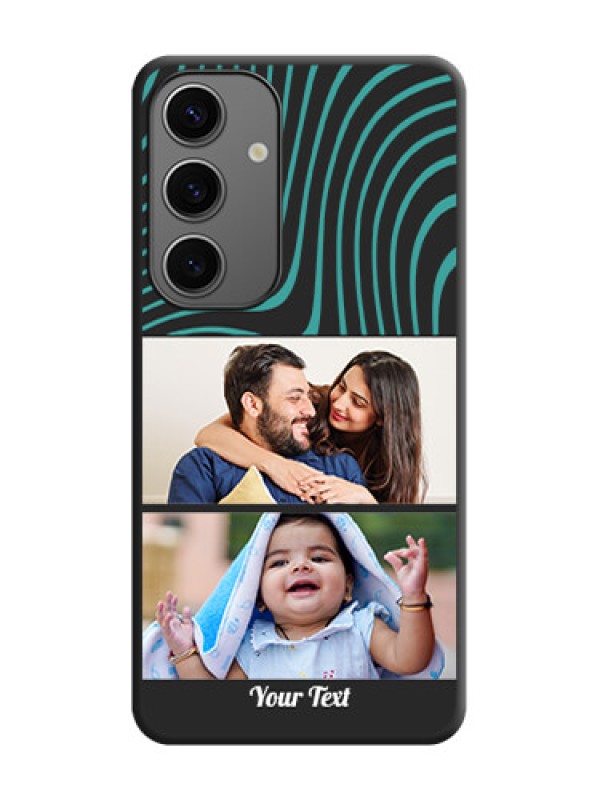 Custom Wave Pattern with 2 Image Holder on Space Black Personalized Soft Matte Phone Covers - Galaxy S24 5G