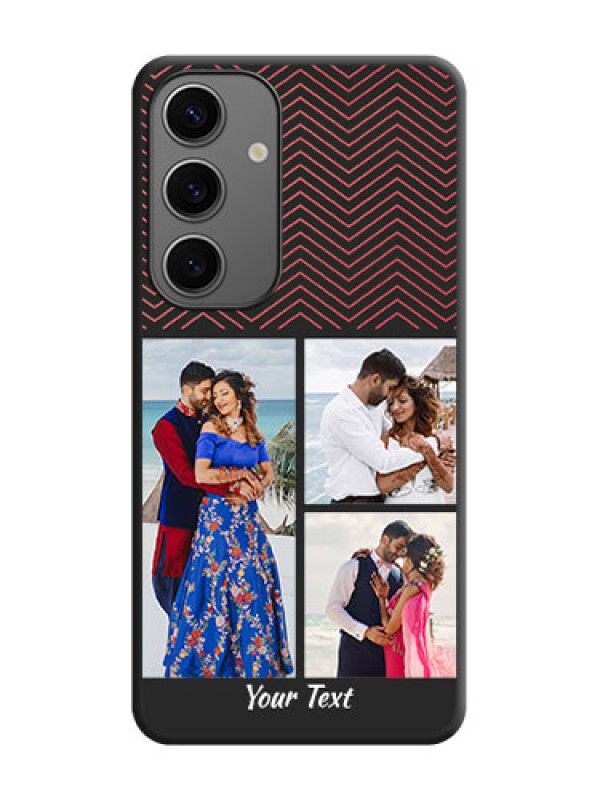 Custom Wave Pattern with 3 Image Holder on Space Black Custom Soft Matte Back Cover - Galaxy S24 5G