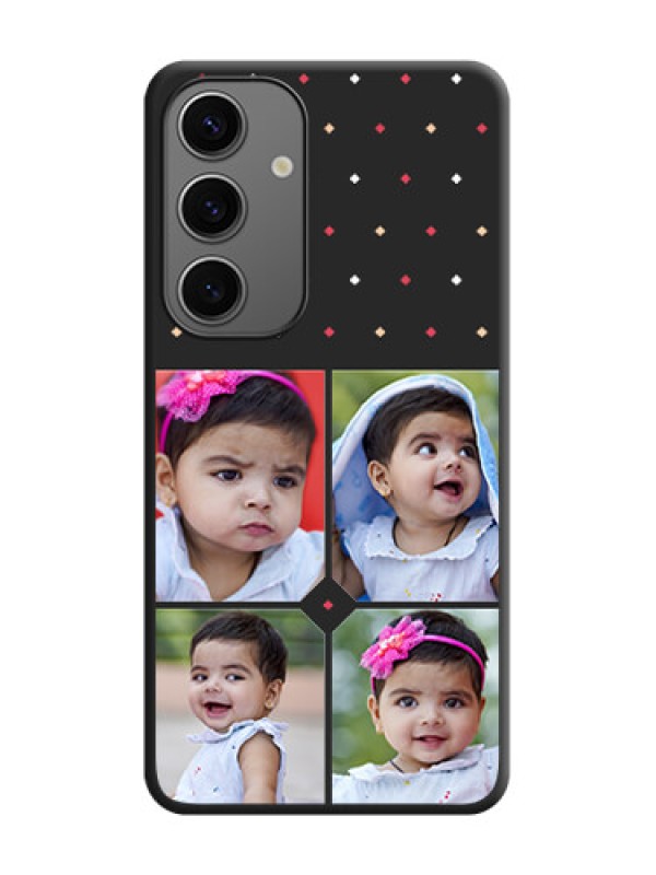 Custom Multicolor Dotted Pattern with 4 Image Holder on Space Black Custom Soft Matte Phone Cases - Galaxy S24 5G