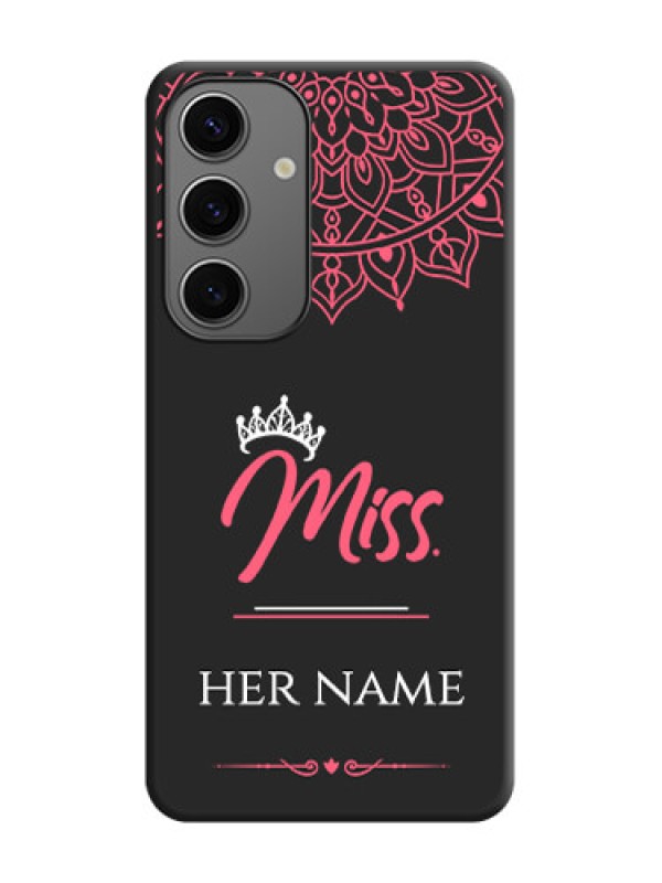 Custom Mrs Name with Floral Design on Space Black Personalized Soft Matte Phone Covers - Galaxy S24 5G