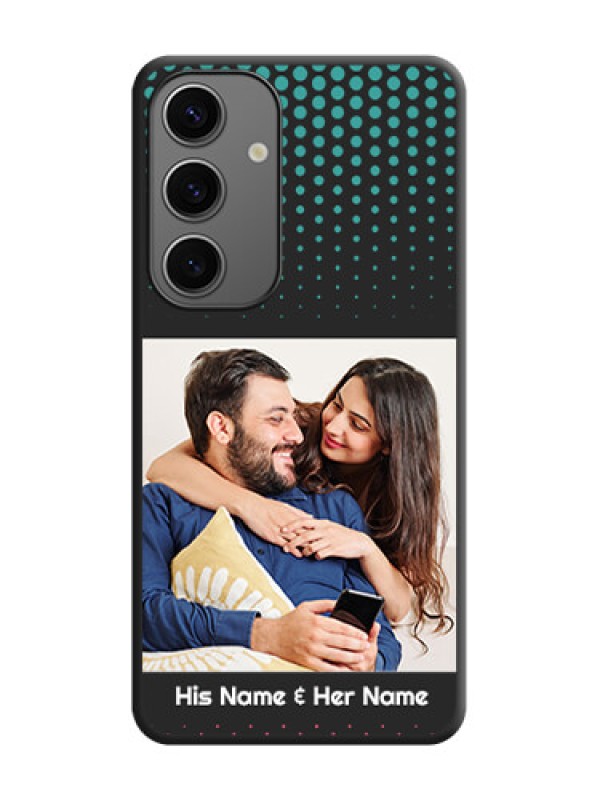 Custom Faded Dots with Grunge Photo Frame and Text on Space Black Custom Soft Matte Phone Cases - Galaxy S24 5G