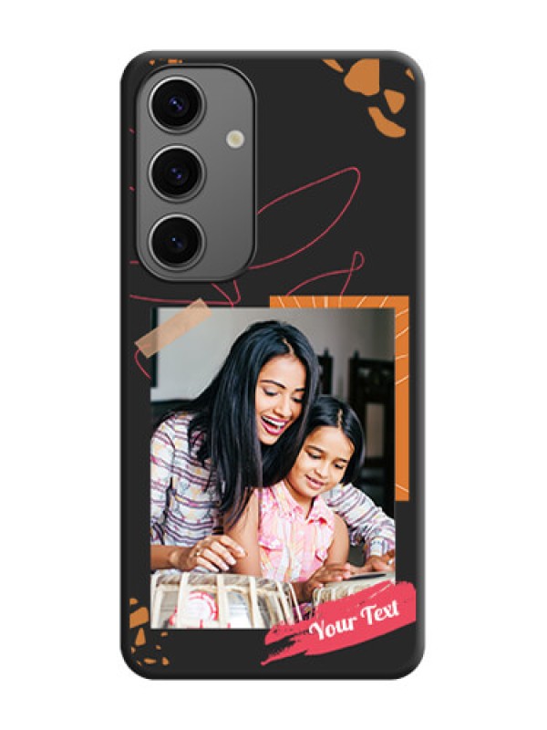 Custom Orange Photo Frame on Space Black Custom Soft Matte Phone Back Cover - Galaxy S24 5G
