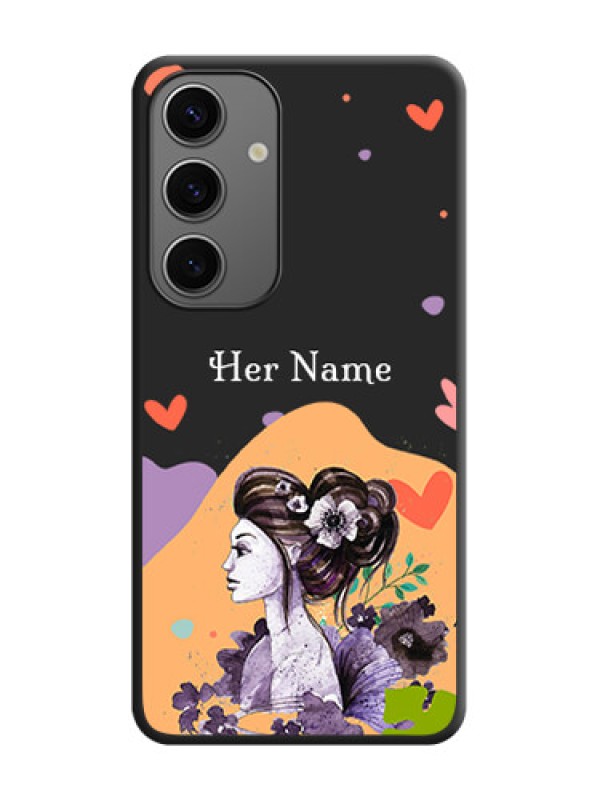 Custom Namecase For Her With Fancy Lady Image On Space Black Personalized Soft Matte Phone Covers - Galaxy S24 5G