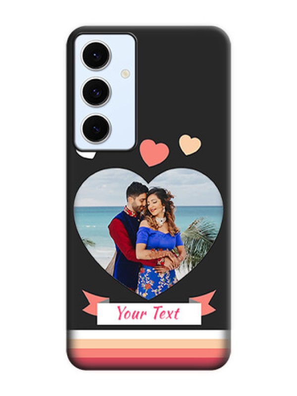 Custom Love Shaped Photo with Colorful Stripes On Space Black Custom Soft Matte Mobile Back Cover - Galaxy S24 FE 5G