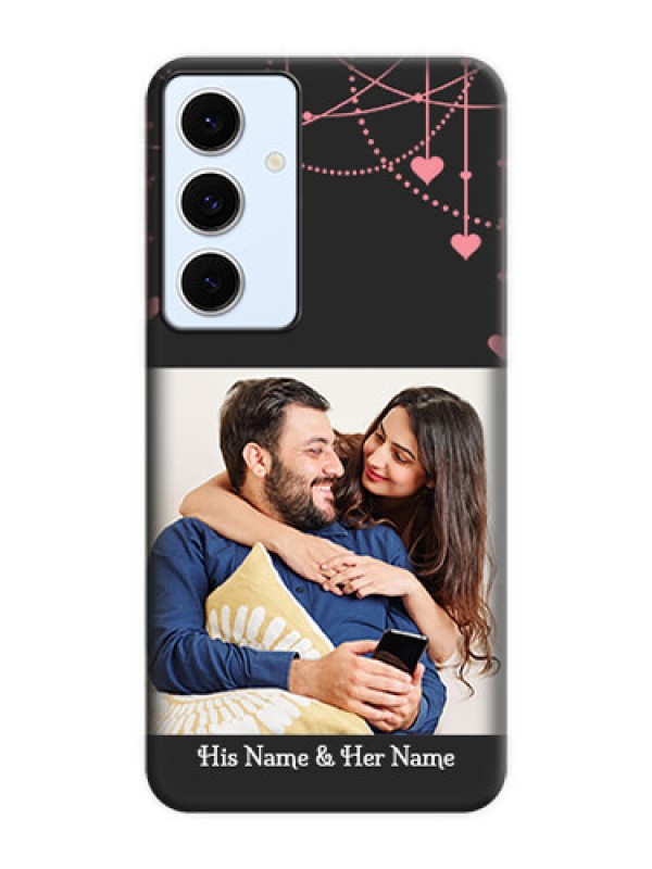 Custom Pink Love Hangings with Text On Space Black Custom Soft Matte Mobile Back Cover - Galaxy S24 FE 5G