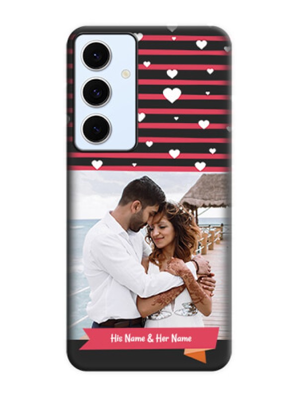 Custom White Color Love Symbols with Pink Lines Pattern On Space Black Custom Soft Matte Mobile Back Cover - Galaxy S24 FE 5G