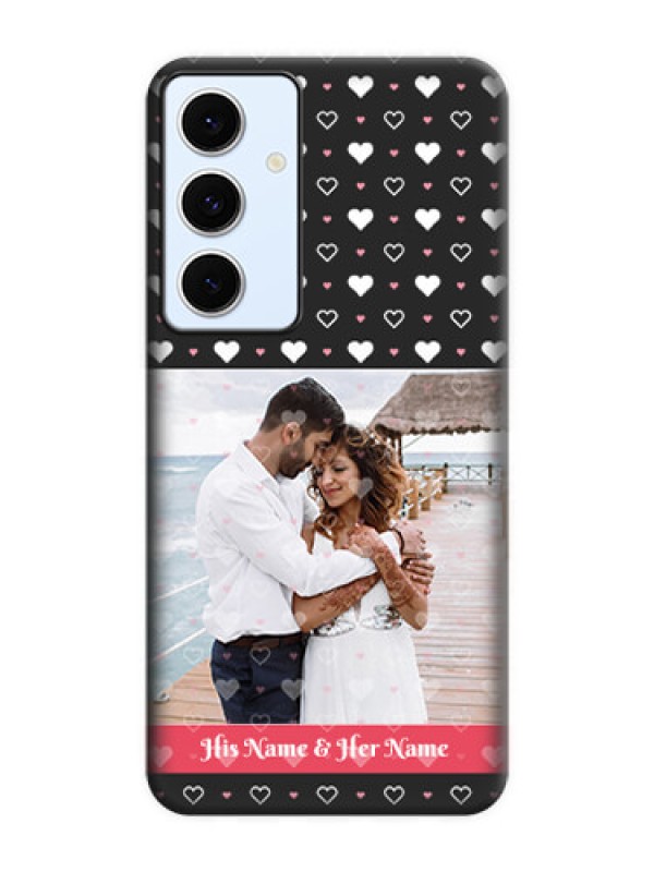 Custom White Color Love Symbols with Text Design on Photo On Space Black Custom Soft Matte Mobile Back Cover - Galaxy S24 FE 5G