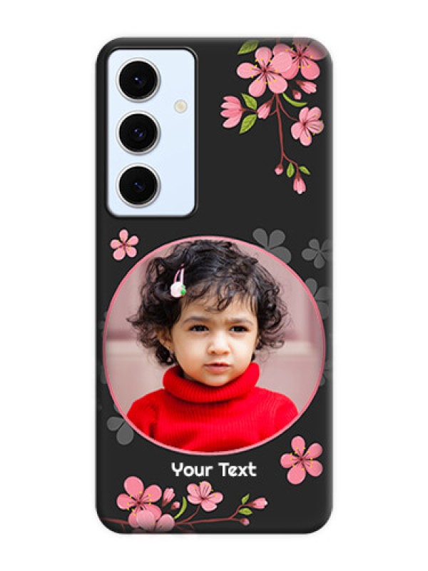 Custom Round Image with Pink Color Floral Design on Photo On Space Black Custom Soft Matte Mobile Back Cover - Galaxy S24 FE 5G