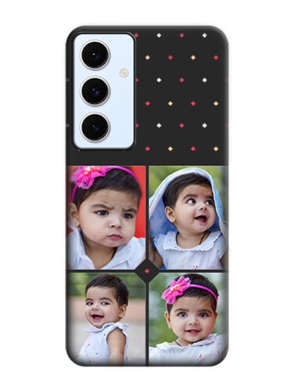 Custom Multicolor Dotted Pattern with 4 Image Holder On Space Black Custom Soft Matte Mobile Back Cover - Galaxy S24 FE 5G