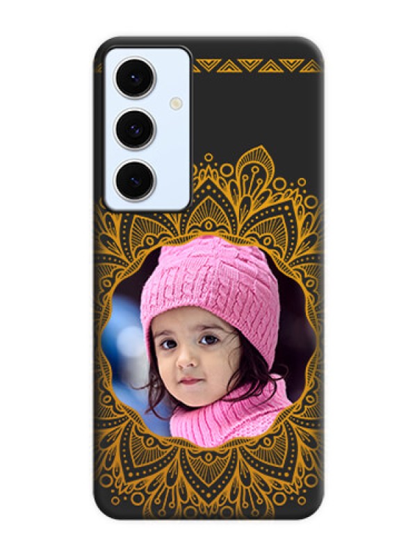 Custom Round Image with Floral Design On Space Black Custom Soft Matte Mobile Back Cover - Galaxy S24 FE 5G