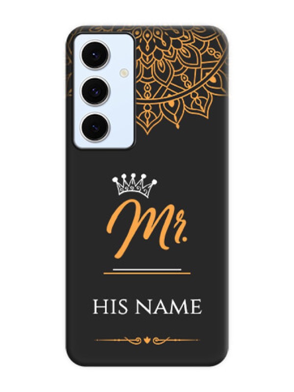 Custom Mr Name with Floral Design On Space Black Custom Soft Matte Mobile Back Cover - Galaxy S24 FE 5G