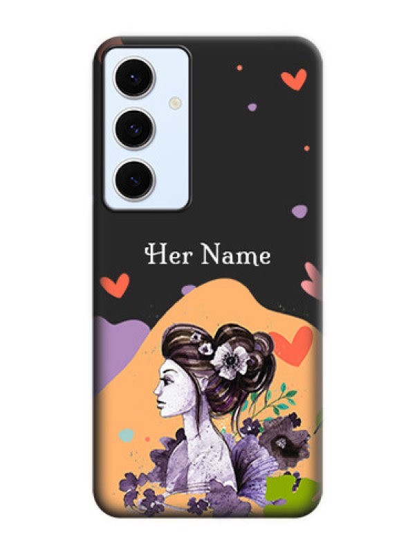 Custom Namecase For Her With Fancy Lady Image On Space Black Custom Soft Matte Mobile Back Cover - Galaxy S24 FE 5G