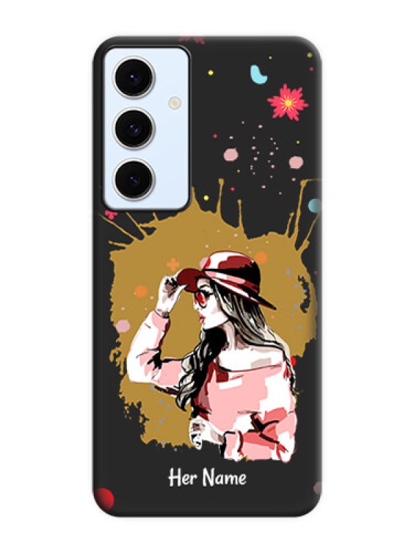 Custom Mordern Lady With Color Splash Background With Custom Text On Space Black Custom Soft Matte Mobile Back Cover - Galaxy S24 FE 5G