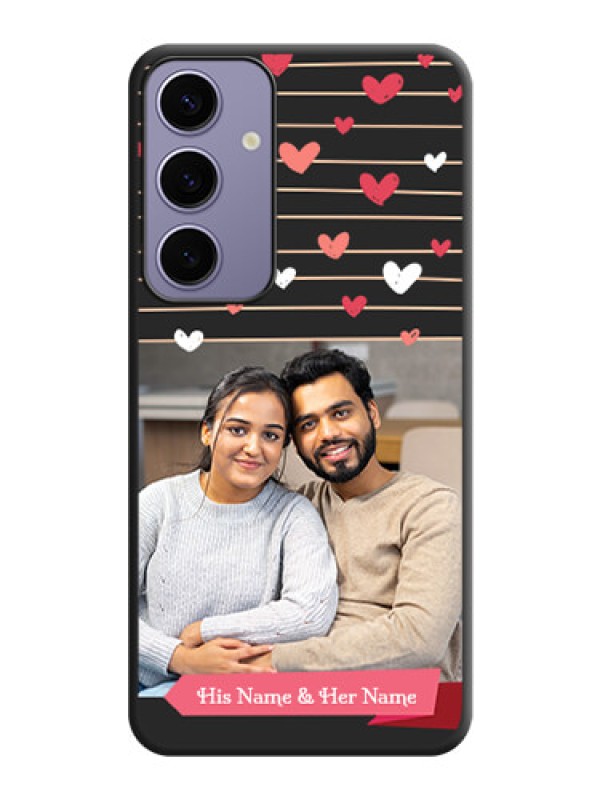 Custom Love Pattern with Name on Pink Ribbon - Photo on Space Black Soft Matte Back Cover - Galaxy S24 Plus 5G