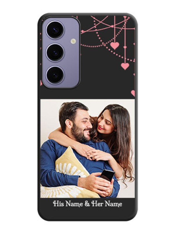 Custom Pink Love Hangings with Text on Space Black Custom Soft Matte Back Cover - Galaxy S24 Plus 5G
