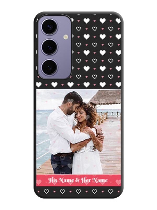 Custom White Color Love Symbols with Text Design - Photo on Space Black Soft Matte Phone Cover - Galaxy S24 Plus 5G