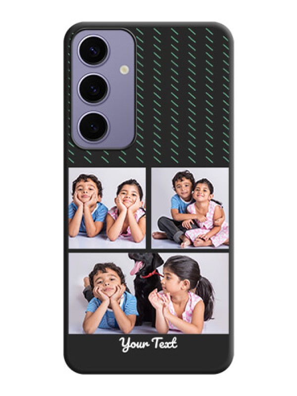 Custom Cross Dotted Pattern with 2 Image Holder on Personalised Space Black Soft Matte Cases - Galaxy S24 Plus 5G