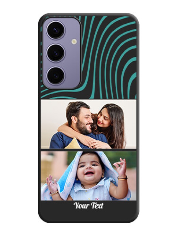 Custom Wave Pattern with 2 Image Holder on Space Black Personalized Soft Matte Phone Covers - Galaxy S24 Plus 5G