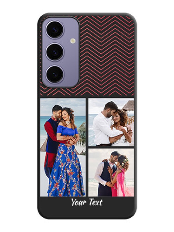 Custom Wave Pattern with 3 Image Holder on Space Black Custom Soft Matte Back Cover - Galaxy S24 Plus 5G