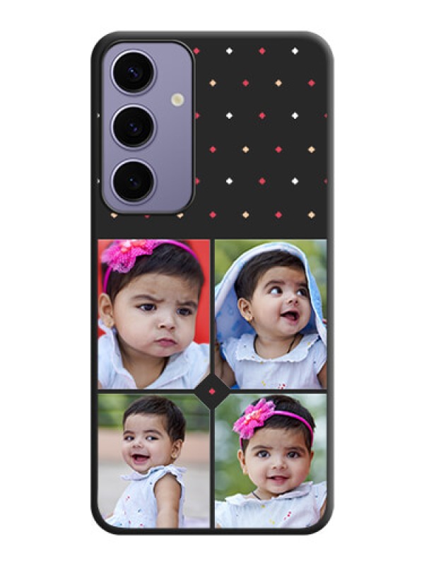 Custom Multicolor Dotted Pattern with 4 Image Holder on Space Black Custom Soft Matte Phone Cases - Galaxy S24 Plus 5G