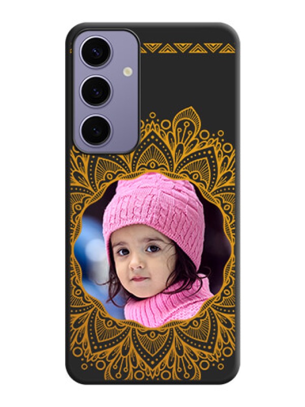 Custom Round Image with Floral Design - Photo on Space Black Soft Matte Mobile Cover - Galaxy S24 Plus 5G