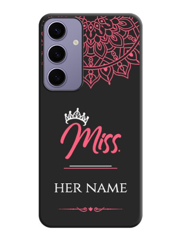 Custom Mrs Name with Floral Design on Space Black Personalized Soft Matte Phone Covers - Galaxy S24 Plus 5G
