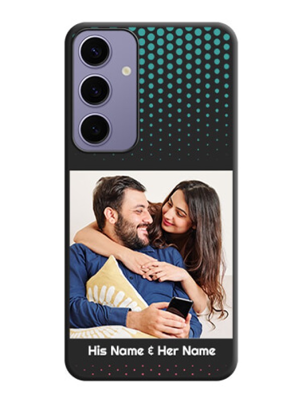Custom Faded Dots with Grunge Photo Frame and Text on Space Black Custom Soft Matte Phone Cases - Galaxy S24 Plus 5G