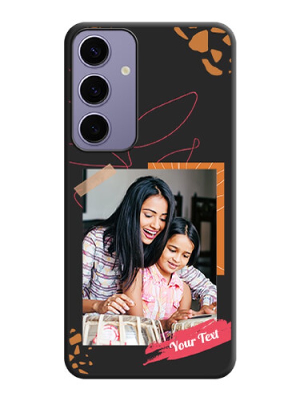 Custom Orange Photo Frame on Space Black Custom Soft Matte Phone Back Cover - Galaxy S24 Plus 5G