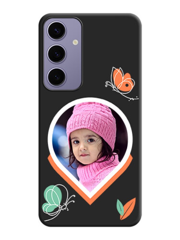Custom Upload Pic With Simple Butterly Design On Space Black Personalized Soft Matte Phone Covers - Galaxy S24 Plus 5G