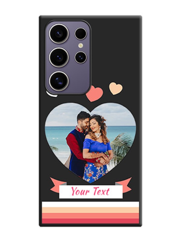 Custom Love Shaped Photo with Colorful Stripes on Personalised Space Black Soft Matte Cases - Galaxy S24 Ultra 5G