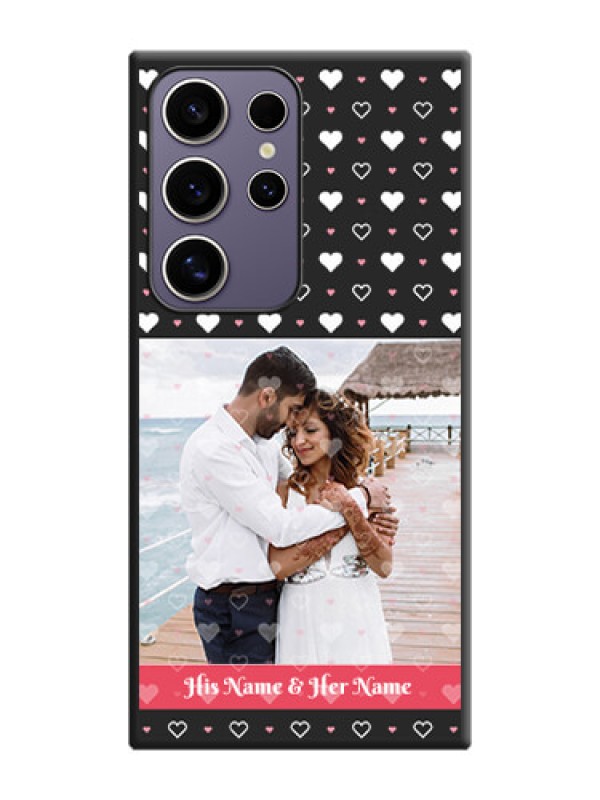 Custom White Color Love Symbols with Text Design - Photo on Space Black Soft Matte Phone Cover - Galaxy S24 Ultra 5G