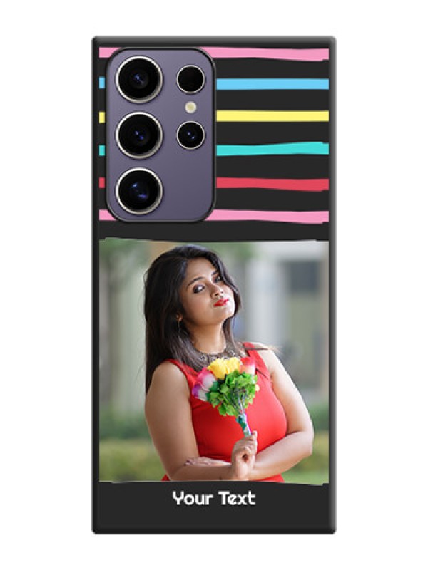 Custom Multicolor Lines with Image on Space Black Personalized Soft Matte Phone Covers - Galaxy S24 Ultra 5G