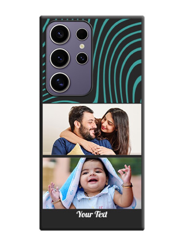 Custom Wave Pattern with 2 Image Holder on Space Black Personalized Soft Matte Phone Covers - Galaxy S24 Ultra 5G
