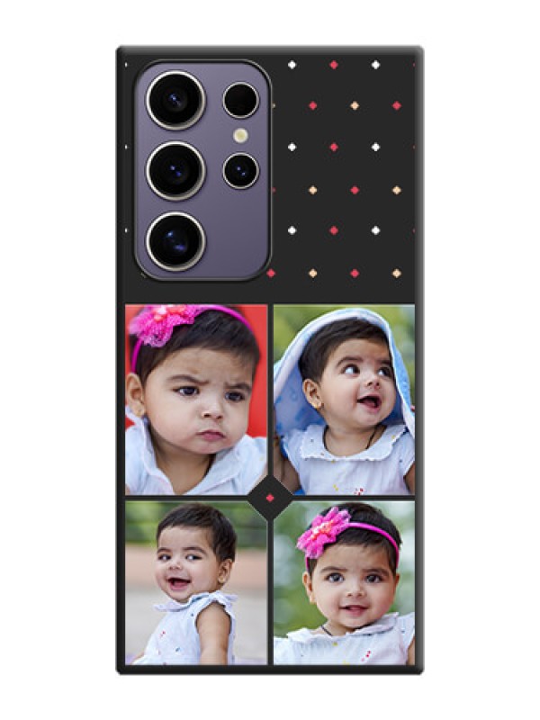 Custom Multicolor Dotted Pattern with 4 Image Holder on Space Black Custom Soft Matte Phone Cases - Galaxy S24 Ultra 5G