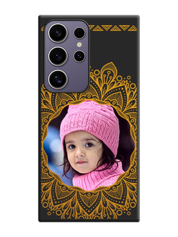 Custom Round Image with Floral Design - Photo on Space Black Soft Matte Mobile Cover - Galaxy S24 Ultra 5G