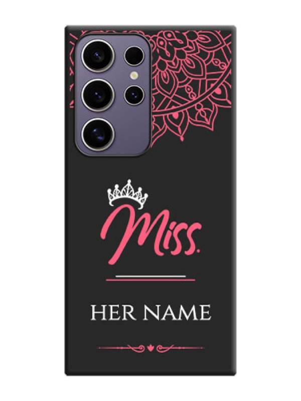 Custom Mrs Name with Floral Design on Space Black Personalized Soft Matte Phone Covers - Galaxy S24 Ultra 5G