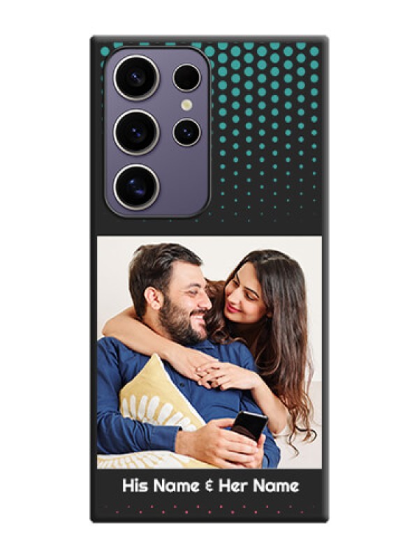 Custom Faded Dots with Grunge Photo Frame and Text on Space Black Custom Soft Matte Phone Cases - Galaxy S24 Ultra 5G