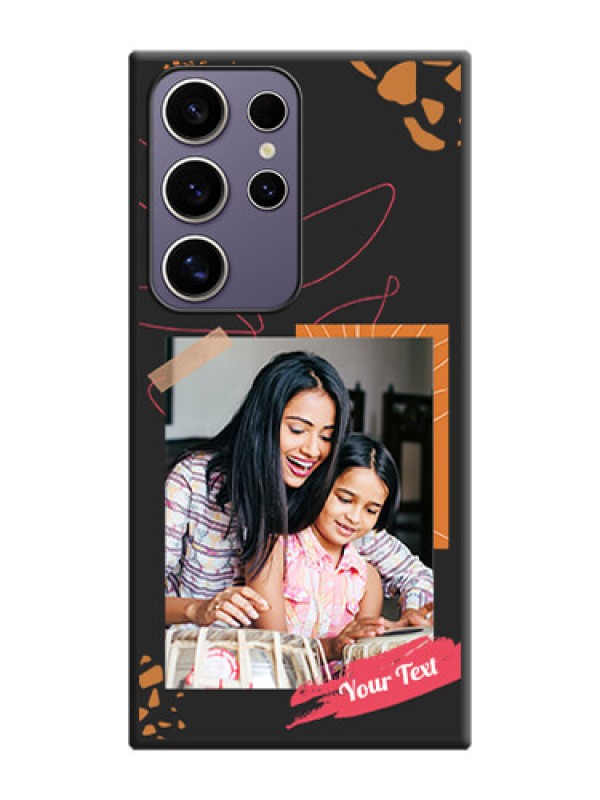 Custom Orange Photo Frame on Space Black Custom Soft Matte Phone Back Cover - Galaxy S24 Ultra 5G