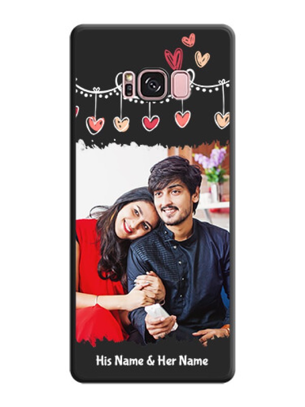 Custom Pink Love Hangings with Name on Space Black Custom Soft Matte Phone Cases - Galaxy S8 Plus