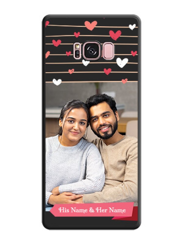 Custom Love Pattern with Name on Pink Ribbon  on Photo on Space Black Soft Matte Back Cover - Galaxy S8 Plus