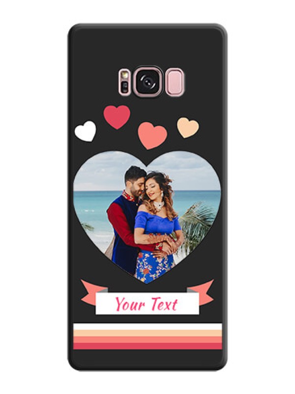Custom Love Shaped Photo with Colorful Stripes on Personalised Space Black Soft Matte Cases - Galaxy S8 Plus