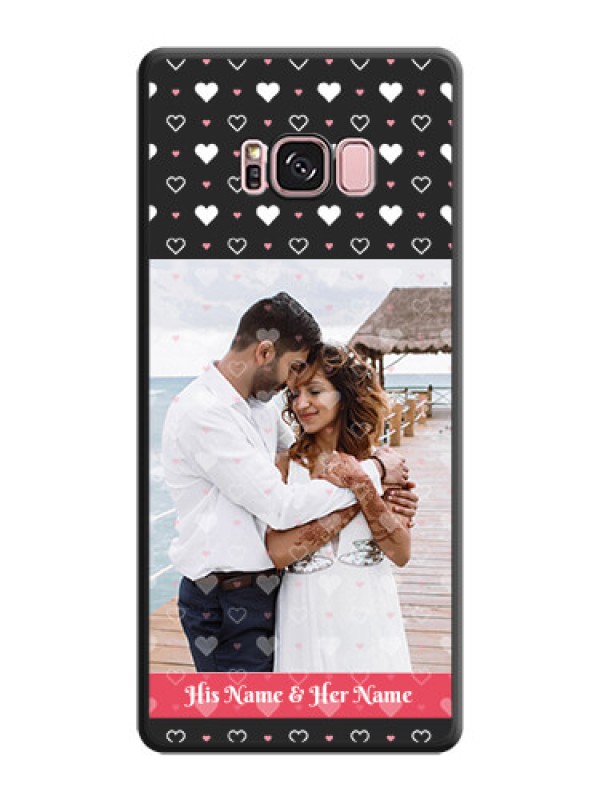 Custom White Color Love Symbols with Text Design on Photo on Space Black Soft Matte Phone Cover - Galaxy S8 Plus