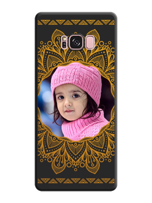 Custom Round Image with Floral Design on Photo on Space Black Soft Matte Mobile Cover - Galaxy S8 Plus