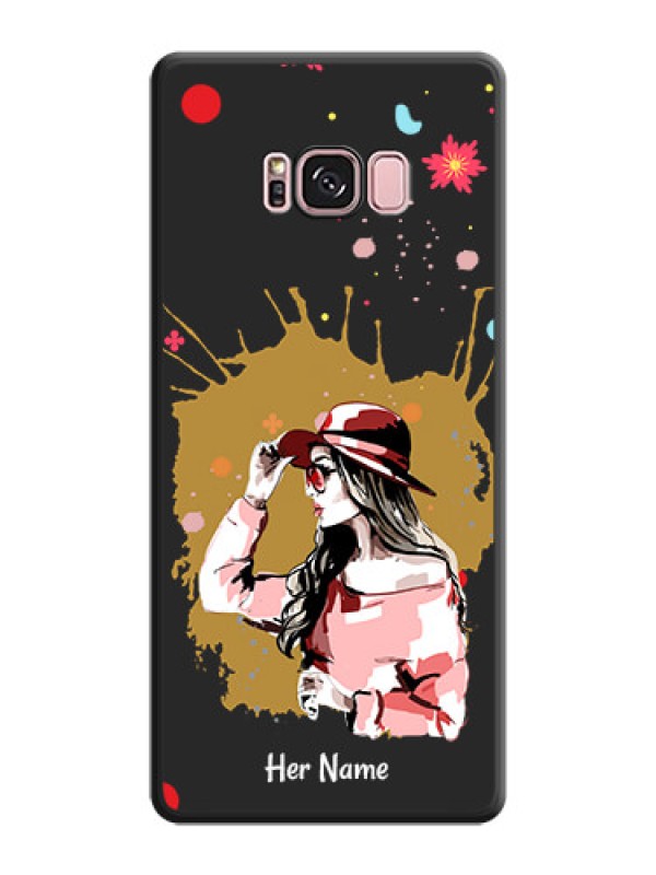 Custom Mordern Lady With Color Splash Background With Custom Text On Space Black Personalized Soft Matte Phone Covers -Samsung Galaxy S8 Plus