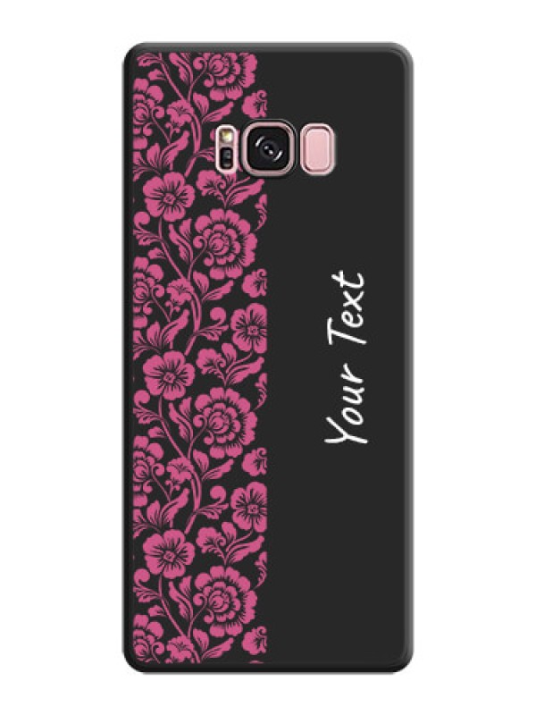 Custom Pink Floral Pattern Design With Custom Text On Space Black Personalized Soft Matte Phone Covers -Samsung Galaxy S8 Plus
