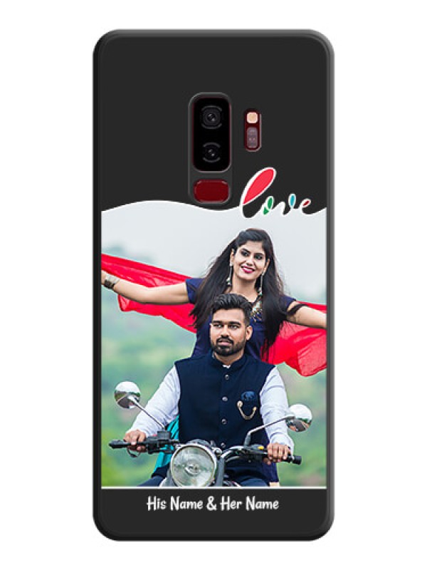 Custom Fall in Love Pattern with Picture on Photo on Space Black Soft Matte Mobile Case - Galaxy S9 Plus