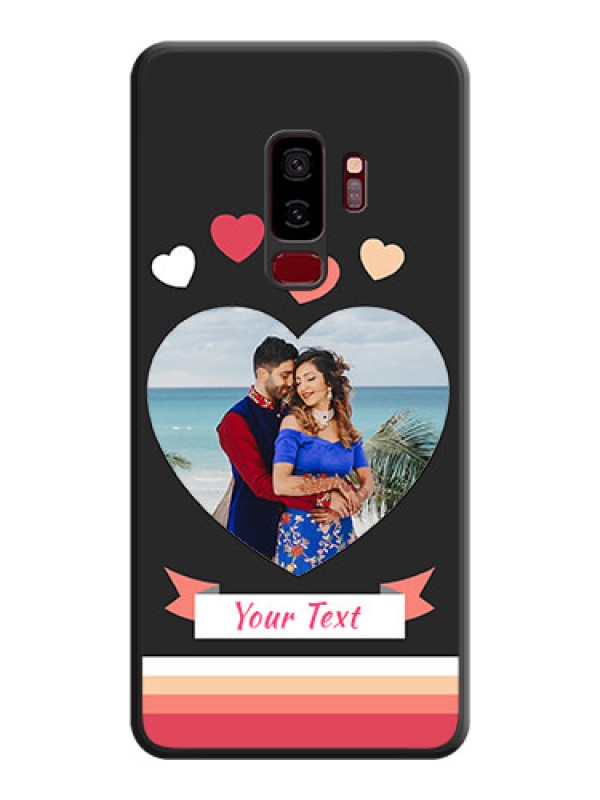 Custom Love Shaped Photo with Colorful Stripes on Personalised Space Black Soft Matte Cases - Galaxy S9 Plus